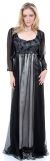 Plus Size Full Length Formal MOB Evening Gown with Jacket in Black/Silver